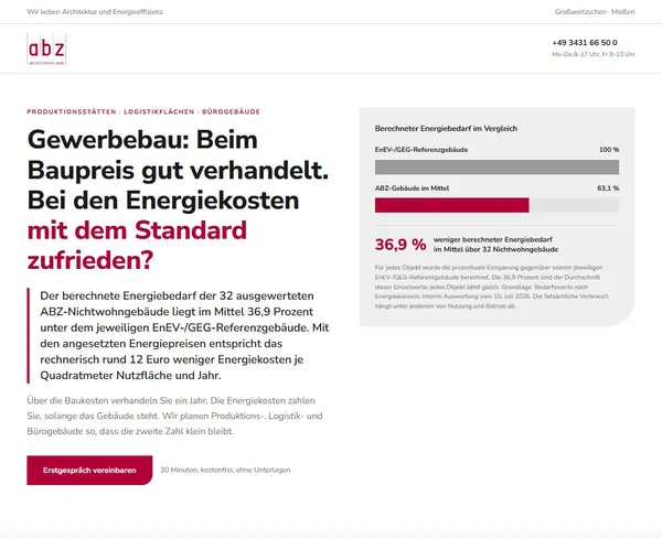 Website ABZ Architekturbüro Zache